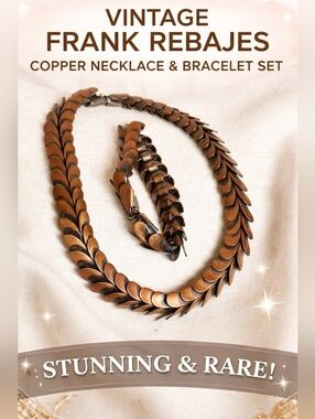 Rare Vintage Frank Rebajes Copper Necklace and Bracelet Set